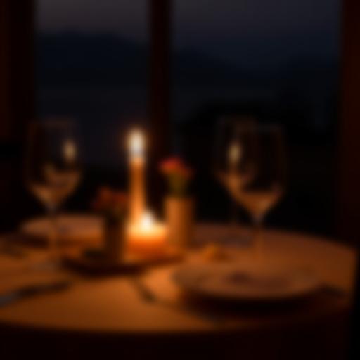 Tavolo per due con candela e vista